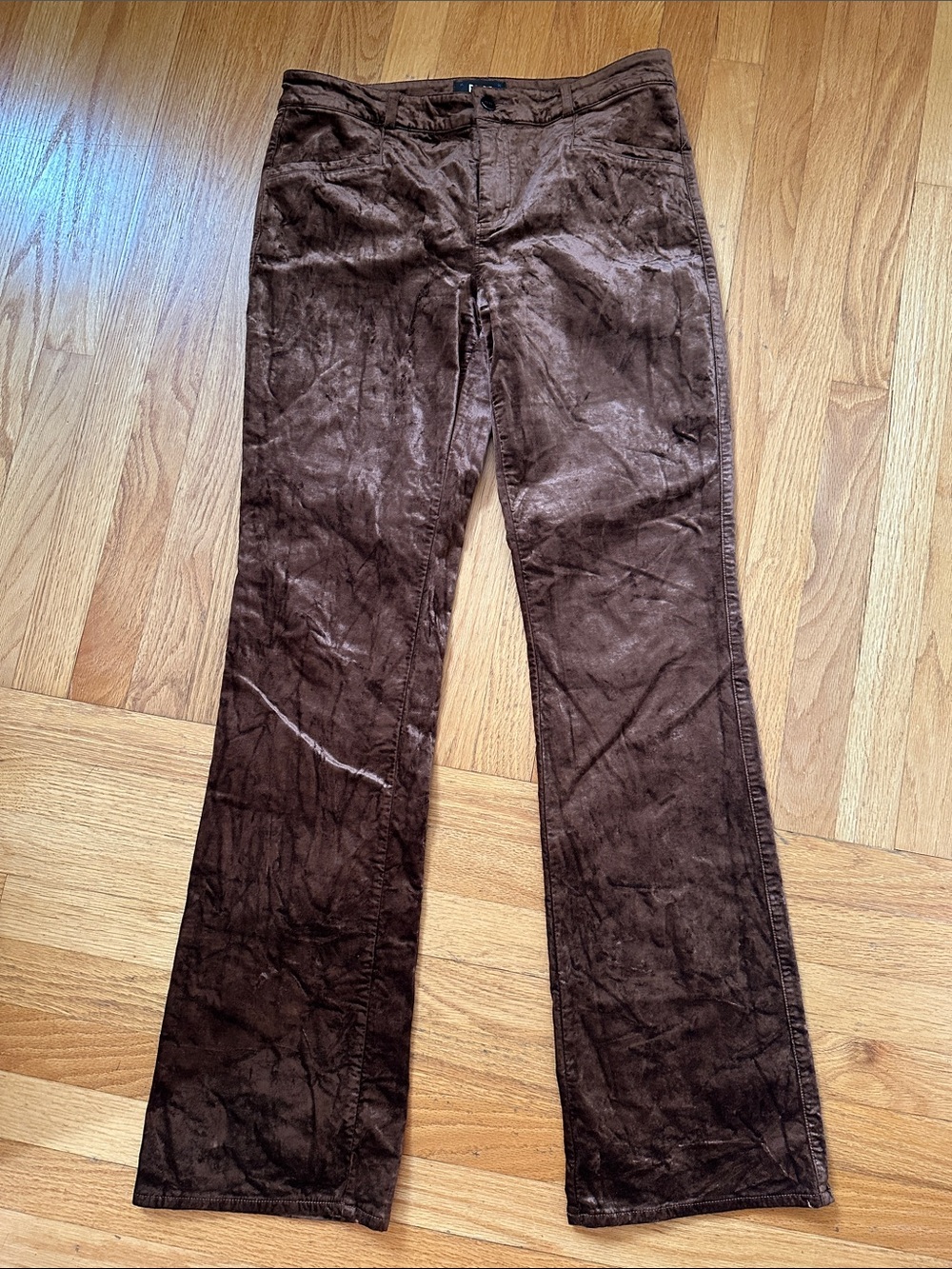 Paige Brown Crushed Velvet Flared Pants Size 30